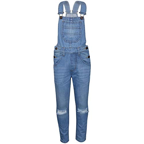 A2Z 4 Kids Latzhose In Jeans Mädchen Jeans Zerissen Am Knie - Girls Dungaree D79 Light Blue._ 7-8 von A2Z 4 Kids