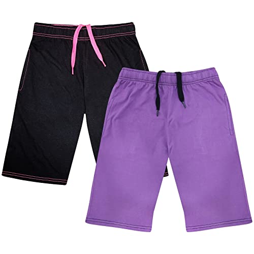 A2Z 4 Kids Mädchen 100% Baumwolle Kurze Hose Kompfort Strecken Hose - Shorts S08 B/Lilac 2Pack 13 von A2Z 4 Kids