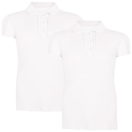 A2Z 4 Kids Mädchen 2er-Pack Einfarbiges Polo Schul - Polo Shirt 562 White 2 Pack 7-8 von A2Z 4 Kids