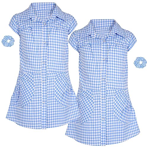 A2Z 4 Kids Mädchen 2er Pack Uniform Schul Kleid Weich Bequem Gingham - UF Dress 645 Blue 2 Pack 6-7 von A2Z 4 Kids