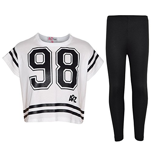 A2Z 4 Kids Mädchen 98 Stilvolle Crop Top Leggings Setzen Weich Stretchig Trendig - New Crop Top 98 Legging White 11-12. von A2Z 4 Kids