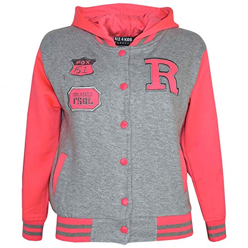 A2Z 4 Kids Mädchen Baseball Kapuzen Grau & Neon Rosa R Mode NYC/Fox - B.B Grey Neon Pink_7-8 von A2Z 4 Kids
