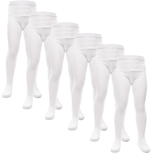 A2Z 4 Kids Mädchen Baumwolle Reich Uniform Schule Strumpfhosen - UF Tights White 6 Pack 11-12 von A2Z 4 Kids