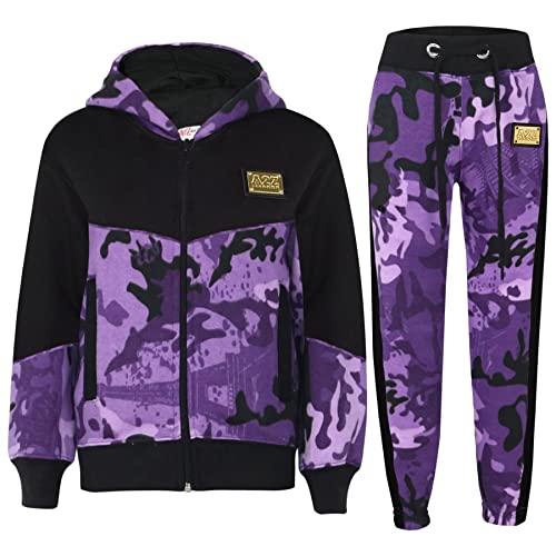A2Z 4 Kids Mädchen Camouflage Trainingsanzug Kapuzenpullover Jogginghose - T.S Camo 602 Purple 5-6 von A2Z 4 Kids