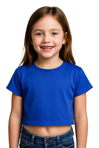 A2Z 4 Kids Mädchen Crop-Top Einfarbiges T-Shirt Weich Gefühl - New Crop Top Plain Royal 9-10 von A2Z 4 Kids