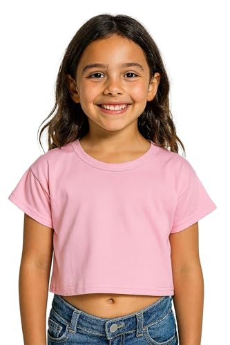 A2Z 4 Kids Mädchen Crop-Top Einfarbiges T-Shirt Weich Gefühl - New Crop Top Plain Baby Pink 11-12 von A2Z 4 Kids