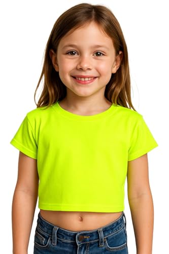 A2Z 4 Kids Mädchen Crop-Top Einfarbiges T-Shirt Weich Gefühl - New Crop Top Plain Neon Green 7-8 von A2Z 4 Kids