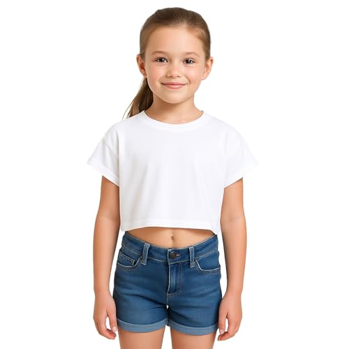 A2Z 4 Kids Mädchen Crop-Top Einfarbiges T-Shirt Weich Gefühl - New Crop Top Plain White 9-10 von A2Z 4 Kids