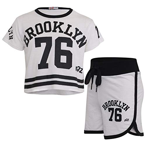 A2Z 4 Kids Mädchen Crop Top Shorts Set Brooklyn 76 Outfit Kleidung - Shorts Set 488 White 11-12 von A2Z 4 Kids