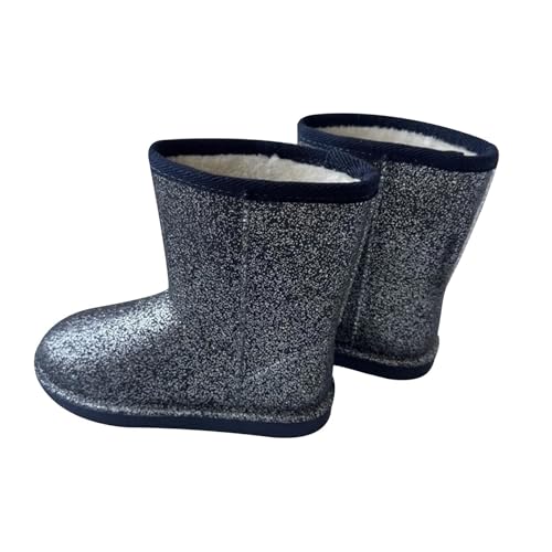 A2Z 4 Kids Mädchen Damen Warme Regenstiefel Passende Mütter & Töchter PVC Wasserdichte Gummistiefel mit Rutschfester Sohle & Gemütlichem Futter Navy Größen 10K-2.5 & Erwachsene 3-8, Mettalic Navy, 32 von A2Z 4 Kids