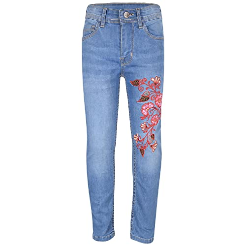 A2Z 4 Kids Mädchen Dehnbar Gestickt Denim Jeans Verblichen Mode - Jeans JN35 Mid Blue 9-10 von A2Z 4 Kids