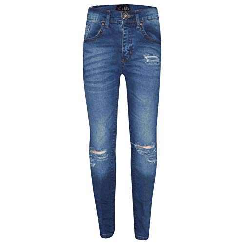 A2Z 4 Kids Mädchen Dehnbar Jeans Kinder Licht Blau Denim Gerippt - Girls Jeans Ripped Light Blue_13-14 von A2Z 4 Kids