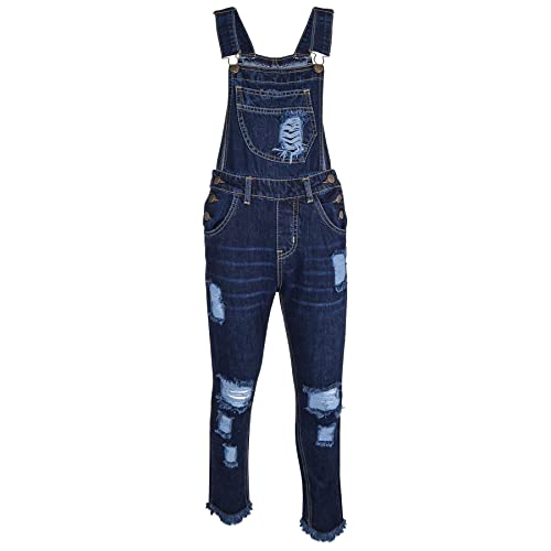 A2Z 4 Kids Mädchen Denim Latzhose Zerrissen Jeans Schürze Voll Länge Overall - Dungaree D82 Dark Blue 11-12 von A2Z 4 Kids