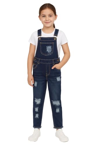 A2Z 4 Kids Mädchen Denim Dungaree Ripped - Dungaree D82 Dark Blue 9-10 von A2Z 4 Kids