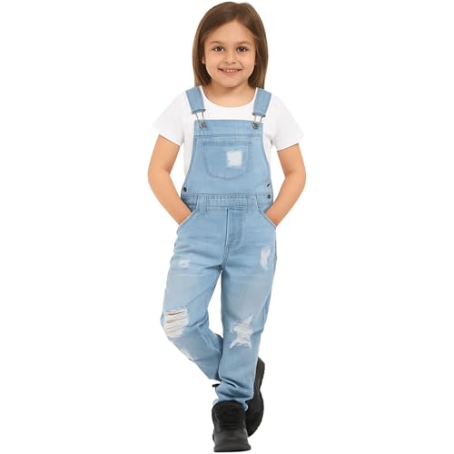 A2Z 4 Kids Mädchen Denim Dungaree Ripped - Dungaree D82 Light Blue 13 von A2Z 4 Kids