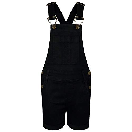 A2Z 4 Kids Mädchen Denim Shorts Latzhose Verblasst Stretch Jeans Latz - Girls Shorts Dungaree Black 7-8 von A2Z 4 Kids