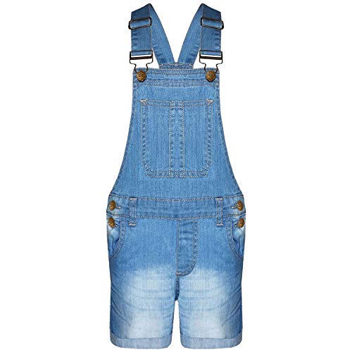 A2Z 4 Kids Mädchen Denim Shorts Latzhose Verblasst Stretch Jeans Latz - Girls Shorts Dungaree Light Blue 13 von A2Z 4 Kids