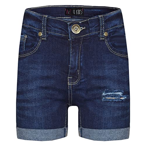 A2Z 4 Kids Mädchen Denim Zerrissene Shorts Bequeme Skinny Jeans Dehnbar - Shorts Denim Ripped Dark Blue 13. von A2Z 4 Kids