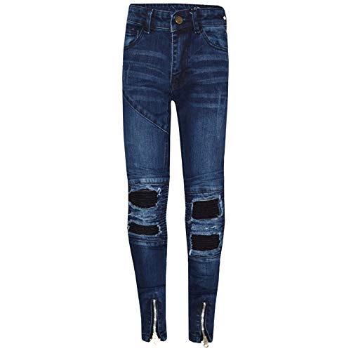 A2Z 4 Kids Mädchen Dunkelblau Zerrissen Knie Drape Panel Denim Hose - Girls Jeans JN27 Dark Blue_7-8 von A2Z 4 Kids