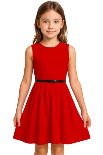 A2Z 4 Kids Mädchen Einfarbig Skater Kleid Abend - New Skater Dress Red 9-10 von A2Z 4 Kids