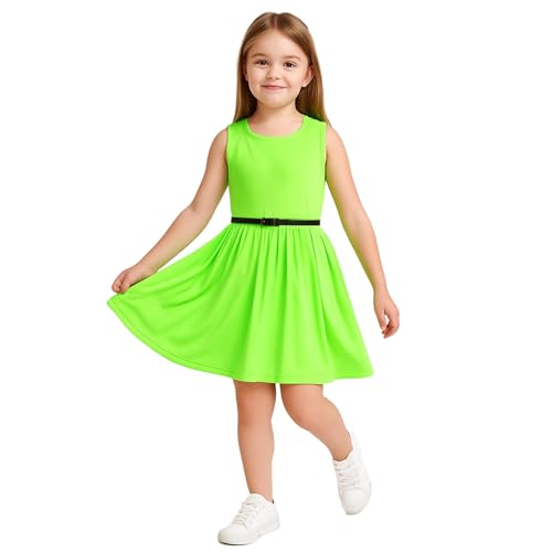 A2Z 4 Kids Mädchen Einfarbig Skater Kleid Abend - New Skater Dress Neon Green 5-6 von A2Z 4 Kids