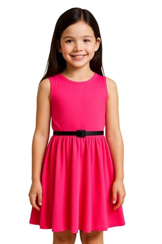 A2Z 4 Kids Mädchen Einfarbig Skater Kleid Abend - New Skater Dress Neon Pink 5-6 von A2Z 4 Kids