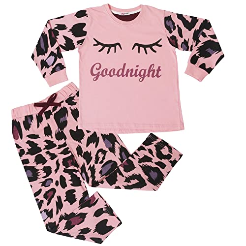 A2Z 4 Kids Mädchen Goodnight Pyjamas Kinder PJs 2 Stück Leopard Set Lounge Anzug - PJS 154 Baby Pink 11-12 von A2Z 4 Kids