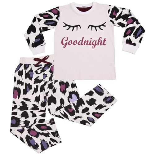 A2Z 4 Kids Mädchen Goodnight Pyjamas Kinder PJs 2 Stück Leopard Set Lounge Anzug - PJS 154 White 13 von A2Z 4 Kids