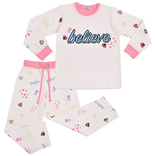 A2Z 4 Kids Mädchen Goodnight Pyjamas Kinder PJs 2 Stück Leopard Set Lounge Anzug - PJS 174 Believe White 9-10 von A2Z 4 Kids