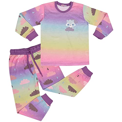 A2Z 4 Kids Mädchen Goodnight Pyjamas Kinder PJs 2 Stück Leopard Set Lounge Anzug - PJS 188 Cloud Rainbow 3-4 von A2Z 4 Kids
