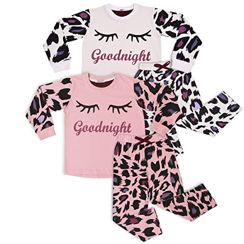 A2Z 4 Kids Mädchen Goodnight Pyjamas Kinder Packung 2 PJs Leopard Set Lounge Anzug - PJS 154 2 Pack 7-8 von A2Z 4 Kids