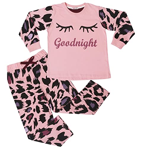 A2Z 4 Kids Mädchen Gute Nacht Pyjama Pyjamas 2 Stück Leopard Satz Lounge Anzug Top Bottom - PJS 154 Baby Pink_.7-8 von A2Z 4 Kids
