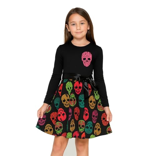 A2Z 4 Kids Mädchen Halloween Kleid Spinne Netz - Skater Dress 661 Black 11-12 von A2Z 4 Kids
