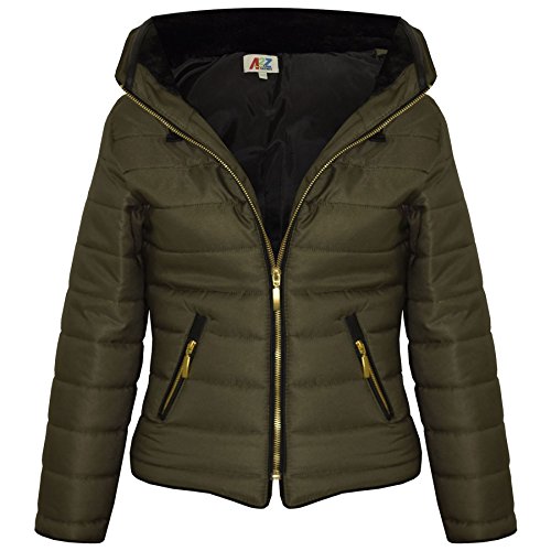 A2Z 4 Kids Mädchen JACKE Kids Stilvolle Gepolsterte Olive Puffer Bubble Pelz - Puffer Jacket. Olive 13 von A2Z 4 Kids