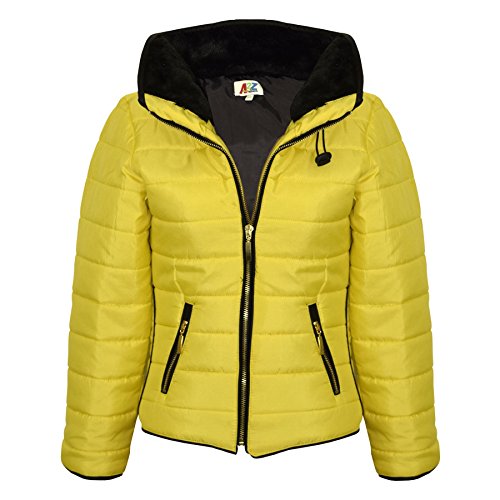 A2Z 4 Kids Mädchen JACKE Kids Stilvolle Gepolsterte Puffer Bubble Pelz - Puffer Jacket Mustard 7-8 von A2Z 4 Kids