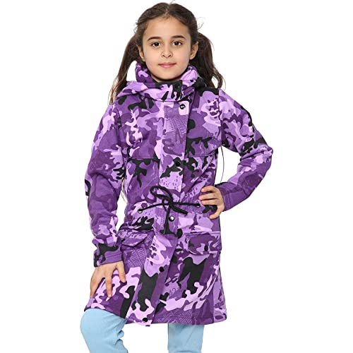 A2Z 4 Kids Mädchen Jacke Camouflage Parka Jacke Kunstfell Kapuze Mantel Kordelzug Taille Bequem - Jacket JK27 Camo Purple 11-12 von A2Z 4 Kids