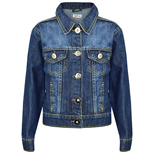 A2Z 4 Kids Mädchen Jacken Denim Stil Trendy Mode - Girls Denim Jacket J12 Dark Blue 5-6 von A2Z 4 Kids