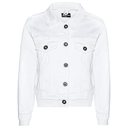 A2Z 4 Kids Mädchen Jacken Denim Stil Trendy Mode - Girls Denim Jacket J12 White 7-8 von A2Z 4 Kids