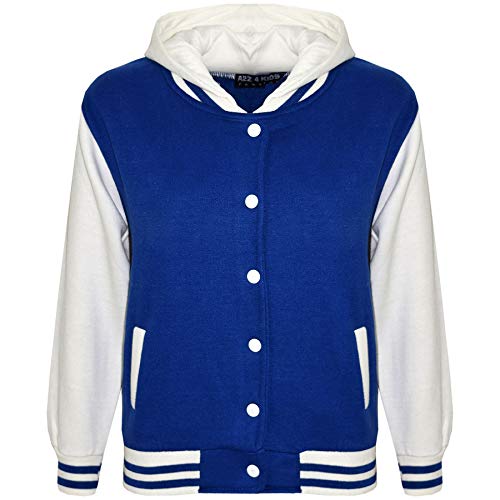 A2Z 4 Kids Mädchen Jungen B.B Kapuzenjacke Unifarben Varsity Klassisch Baseball Stil - B.B Plain Hooded Jacket Royal 9-10 von A2Z 4 Kids