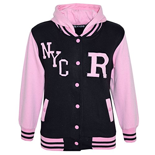 A2Z 4 Kids Mädchen Jungen B.B. Kapuzen R Mode NYC Jacke Varsity Baseball - B.B Jacket New Nyc Baby Pink 13 von A2Z 4 Kids