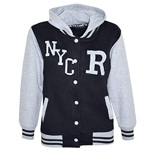 A2Z 4 Kids Mädchen Jungen B.B. Kapuzen R Mode NYC Jacke Varsity Baseball - B.B Jacket New Nyc Grey 7-8 von A2Z 4 Kids