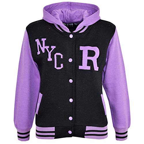 A2Z 4 Kids Mädchen Jungen B.B. Kapuzen R Mode NYC Jacke Varsity Baseball - B.B Jacket New Nyc Lilac 7-8 von A2Z 4 Kids