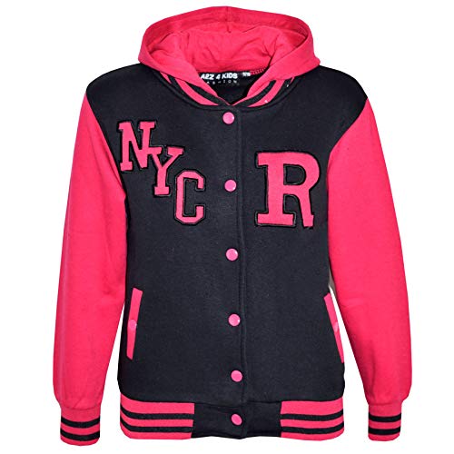 A2Z 4 Kids Mädchen Jungen B.B. Kapuzen R Mode NYC Jacke Varsity Baseball - B.B Jacket New Nyc Pink 9-10 von A2Z 4 Kids