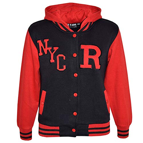 A2Z 4 Kids Mädchen Jungen B.B. Kapuzen R Mode NYC Jacke Varsity Baseball - B.B Jacket New Nyc Red 9-10 von A2Z 4 Kids