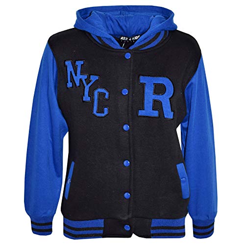 A2Z 4 Kids Mädchen Jungen B.B. Kapuzen R Mode NYC Jacke Varsity Baseball - B.B Jacket New Nyc Royal 11-12 von A2Z 4 Kids