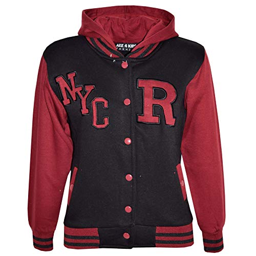 A2Z 4 Kids Mädchen Jungen B.B. Kapuzen R Mode NYC Jacke Varsity Baseball - B.B Jacket New Nyc Wine 13 von A2Z 4 Kids