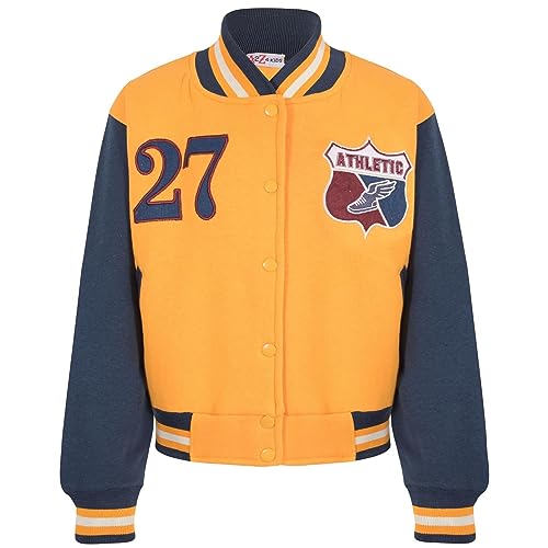 A2Z 4 Kids Mädchen Jungen Baseball Jacke Uni Stil Athletic Gestickt - B.B Jacket 27 Mustard 5-6. von A2Z 4 Kids