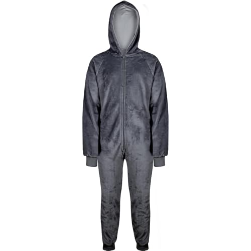 A2Z 4 Kids Mädchen Jungen Einfarbig Fleece Mit Kapuze - Onesie 352 Charcoal 13-14 von A2Z 4 Kids