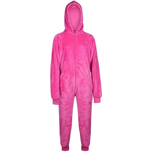 A2Z 4 Kids Mädchen Jungen Einfarbig Fleece Mit Kapuze - Onesie 352 Pink 13-14 von A2Z 4 Kids