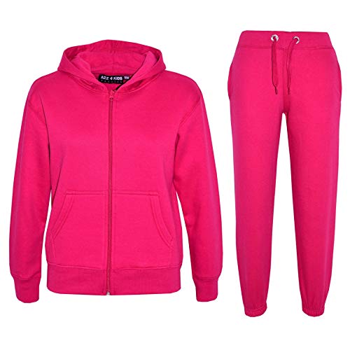 A2Z 4 Kids Mädchen Jungen Einfarbig Trainingsanzug Kapuzenpullover - T.S Plain Pink 7-8 von A2Z 4 Kids